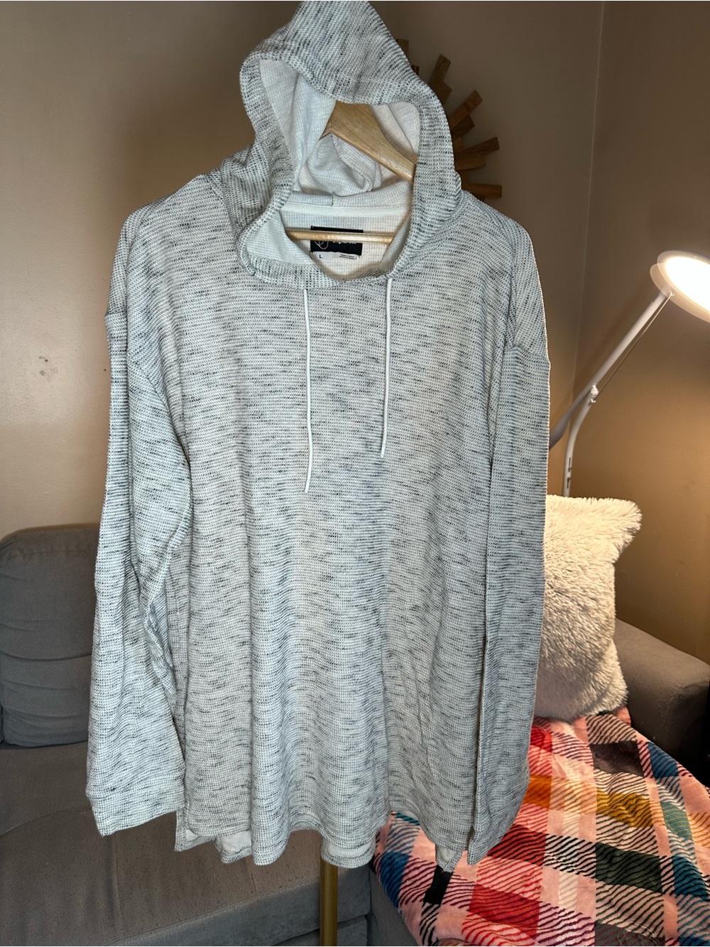 Original Use Heathered Light Gray Hooded Pullover Baja Style